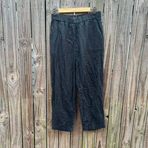 Quince Pants Womens Small Black Linen Stretch Waist Pull On Classic